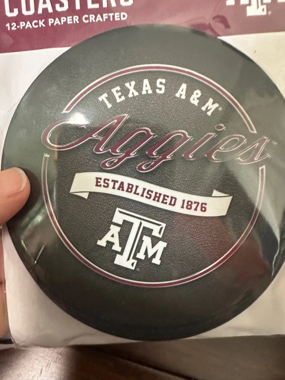 Texas A&M Black & White Coaster Set - 6 packs